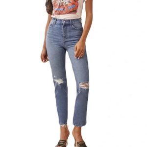 NWT Reformation Cynthia High Rise Relaxed Straight Jean/Shasta Destroyed Sz 24